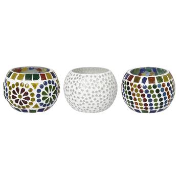 Set of 3 Mosiac Glass Decorative Tea Light Holder/Diya 3