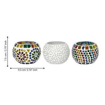 Set of 3 Mosiac Glass Decorative Tea Light Holder/Diya 4