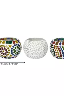 Set of 3 Mosiac Glass Decorative Tea Light Holder/Diya