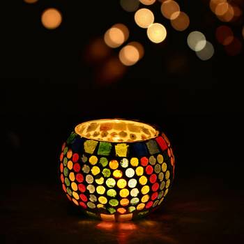 Mosiac Glass Decorative Tea Light Holder/Diya 1
