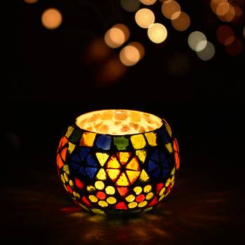 Mosiac Glass Decorative Tea Light Holder/Diya 1
