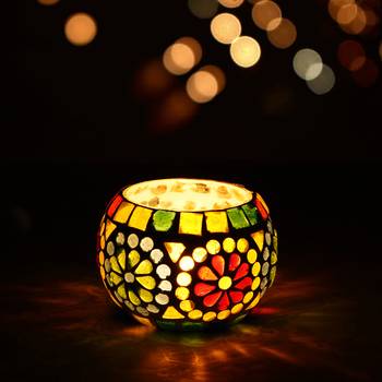 Mosiac Glass Decorative Tea Light Holder/Diya 1