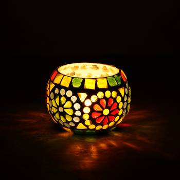 Mosiac Glass Decorative Tea Light Holder/Diya 2
