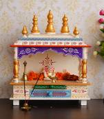 White Mango Wood Pooja Temple/Mandir with Storage Option