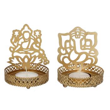 Lord Ganesha and Laxmi Shadow Tea Light Holder 4