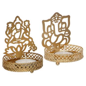 Lord Ganesha and Laxmi Shadow Tea Light Holder 6