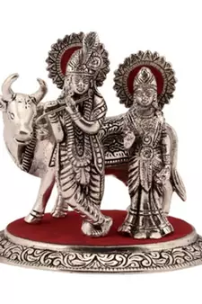 Radha Krishna Statue with Cow