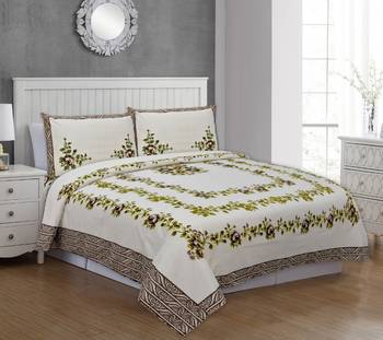 Ridan cotton printed multicolour king size double bed sheet with pillow cover 1