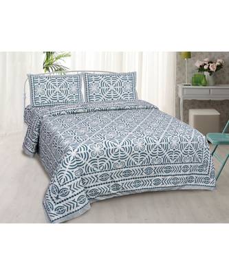 Ridan cotton printed multicolour king size double bed sheet with pillow cover 1