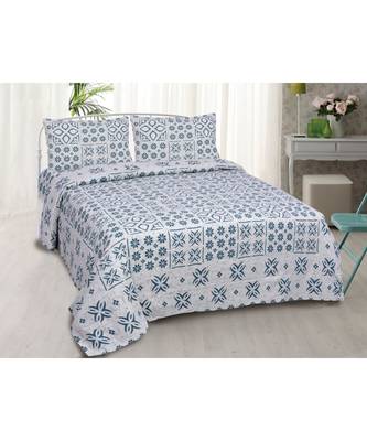 Ridan cotton printed multicolour king size double bed sheet with pillow cover 1