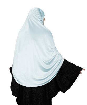 Women Satin Lycra Plain Long Chaderi Abaya Hijab With Naqab & Frills Style 5