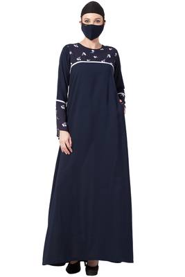 Musheco-Abaya With Printed Yoke And Sleeves 2