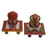 Set of 2 Marble Ganesha Chowki