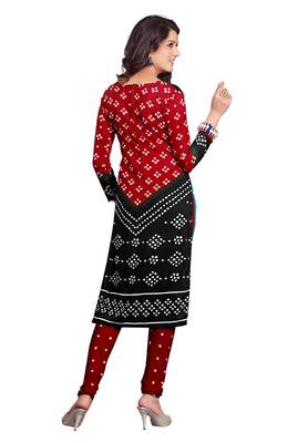 Salwar Studio Women's Red & Black Synthetic Printed Unstitch Dress Material with Dupatta 2