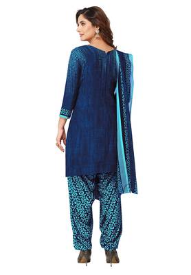Salwar Studio Women's Blue Synthetic Printed Unstitch Dress Material with Dupatta 2