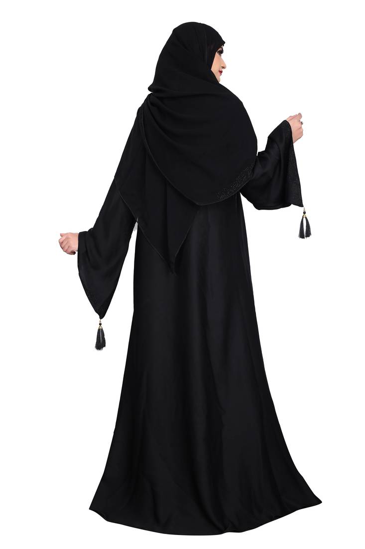 Khadija fashion purple color embroidered burqa and diamond's lace sleeve's siez L,XL,XXL