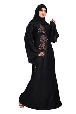 Khadija fashion purple color embroidered burqa and diamond's lace sleeve's siez L,XL,XXL 3