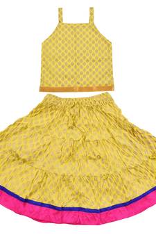 DIAMO Girls' Jaipuri Rajasthani Hand Block Print Ethnic Wear Pure Cotton Lehenga Choli