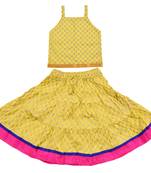 DIAMO Girls' Jaipuri Rajasthani Hand Block Print Ethnic Wear Pure Cotton Lehenga Choli(Skirt & Top)