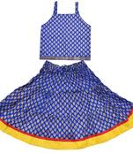 DIAMO Girls' Jaipuri Rajasthani Hand Block Print Ethnic Wear Pure Cotton Lehenga Choli(Skirt & Top)