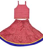 DIAMO Girls' Jaipuri Rajasthani Hand Block Print Ethnic Wear Pure Cotton Lehenga Choli(Skirt & Top)