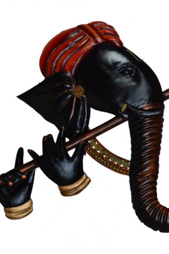 Wrought Iron Bansuri Ganesha Wall Hanging