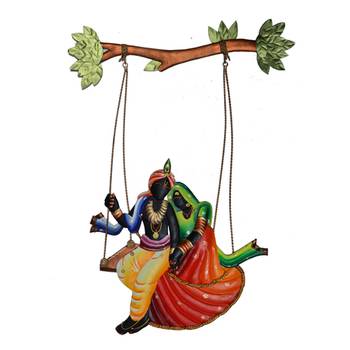 Radha Krishna on Swing Wall Hanging 1