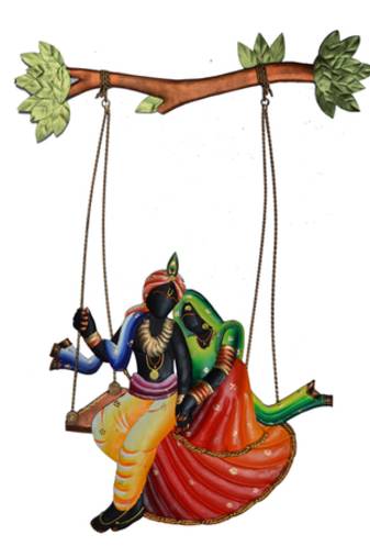 Radha Krishna on Swing Wall Hanging