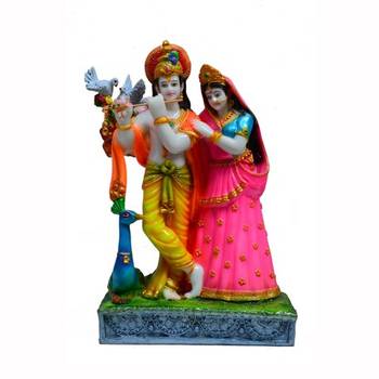Colorful Statue of Radha-Krishna with Cow 1