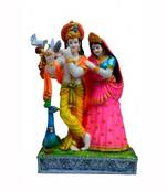 Colorful Statue of Radha-Krishna with Cow