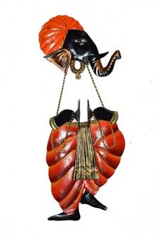 Lord Ganesha playing Manjeera Wall Hanging