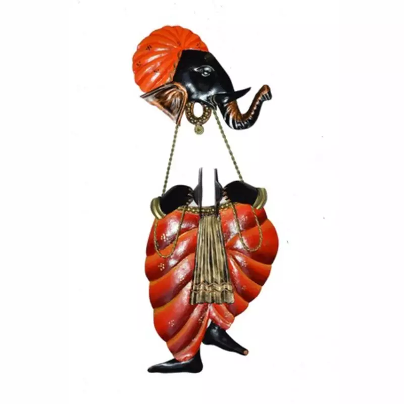 Lord Ganesha playing Manjeera Wall Hanging