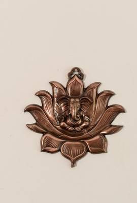 Metal Wall Hanging of Lord Ganesha on Lotus 1
