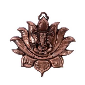 Metal Wall Hanging of Lord Ganesha on Lotus 3