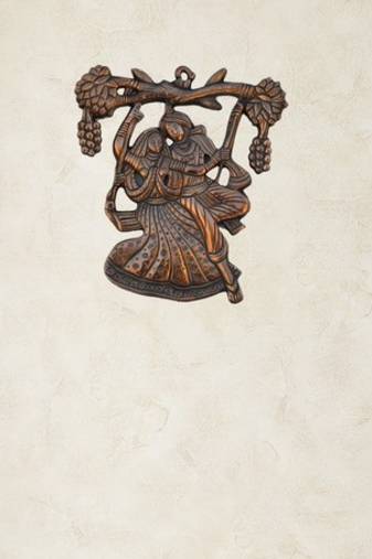 Metal Wall Hanging of Radha Krishna on Swing