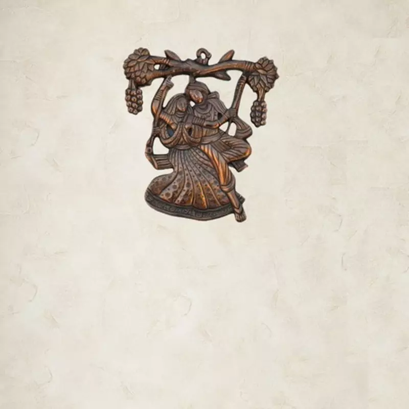 Metal Wall Hanging of Radha Krishna on Swing