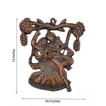 Metal Wall Hanging of Radha Krishna on Swing 2