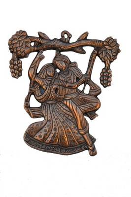 Metal Wall Hanging of Radha Krishna on Swing 3