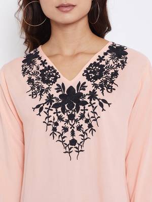 Peach plain rayon kurtas-and-kurtis 4
