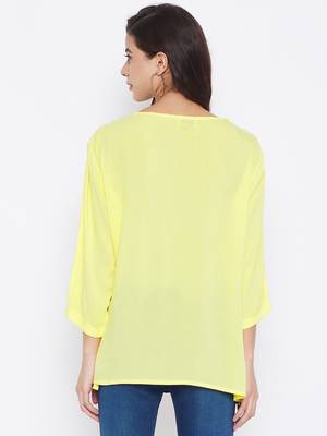 Yellow plain rayon kurtas-and-kurtis 2