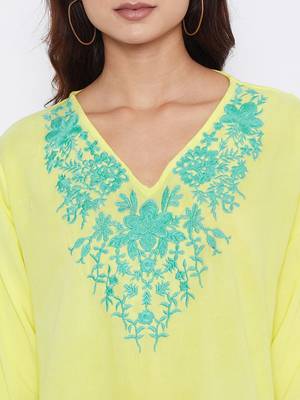 Yellow plain rayon kurtas-and-kurtis 4