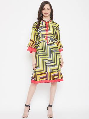 Yellow plain georgette kurtas-and-kurtis 1