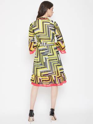 Yellow plain georgette kurtas-and-kurtis 2
