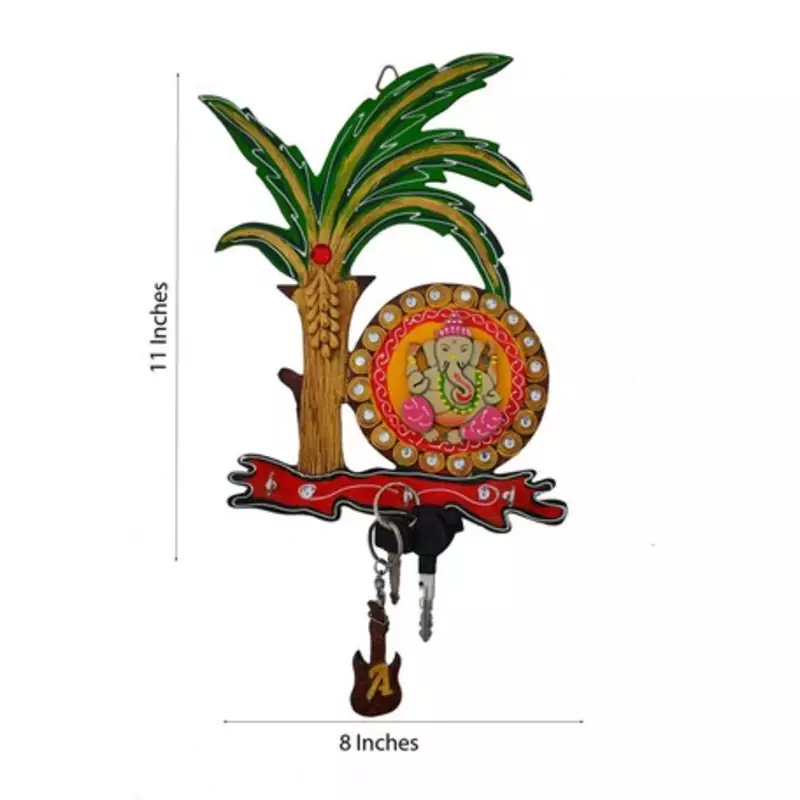 Papier-Mache Lord Ganesha under Tree Key Holder