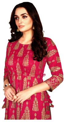 MAHATI pink Gold foil printed silk ethnic-kurtis 2