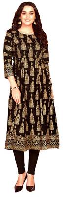 MAHATI black Gold foil printed silk ethnic-kurtis 1