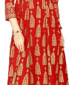 MAHATI red Gold foil printed silk ethnic-kurtis
