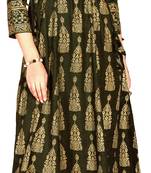 MAHATI green Gold foil printed silk ethnic-kurtis