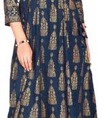 MAHATI teal Gold foil printed silk ethnic-kurtis