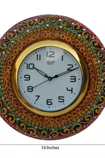 Papier-Mache Kundan Studded Wall Clock